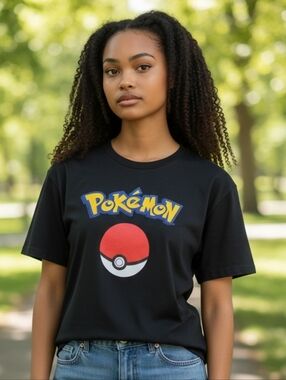 Pokémon Graphic Tee with Poké Ball - Black (TS41)
